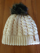 Beanie - Winter White Wool Cable - Adult size