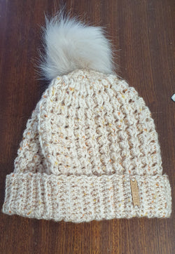 Beanie - Oatmeal with Fleck - wool  - Adult size