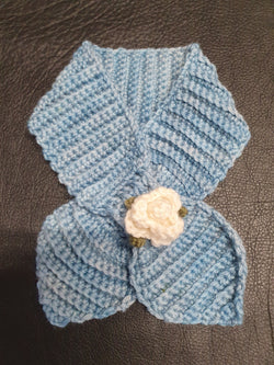 Cravat - Blue w/ivory rosebud